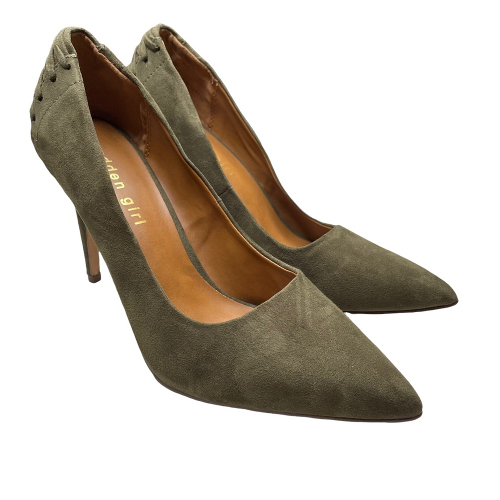 Madden Girl Paulette Womens Faux Suede Cross Lacing Pointed Toe Heels
 size 8